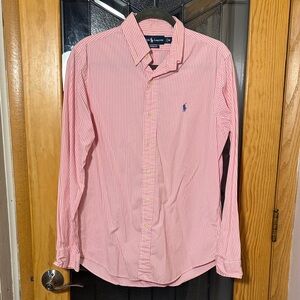 Ralph Lauren Men's Pink and White Striped Shirt